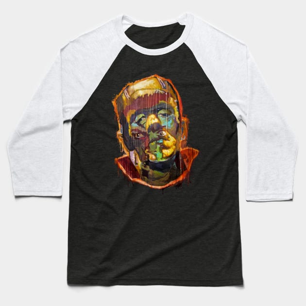 Frankenstein vs. Dracula Baseball T-Shirt by KillerRabbit